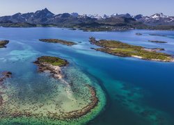 Lofoty, Wysepki, Morze Norweskie, Góry, Nordland, Norwegi