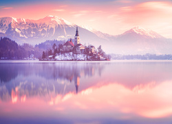 Słowenia, Góry, Wyspa Blejski Otok, Jezioro Bled, Kościół