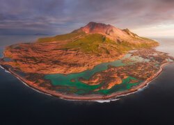 Wyspa, Morze, Ocean, Z lotu ptaka, Wyspy Kurylskie, Rosja