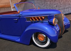 Niebieski, Ford Roadster, 1936, Zabytkowy, 3D