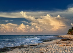 Chmury, Morze, Brzeg, Plaża