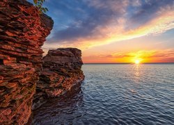 Zachód słońca nad jeziorem Superior Lake w Michigan