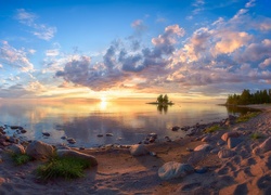 Finlandia, Zachód słońca, Jezioro