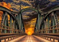 Most, Niebo, Chmury, Zachód słońca, 2D