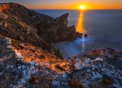 Morze, Skały, Półwysep Yorke Peninsula, Australia, Zatoka, Marion Bay, Zachód słońca