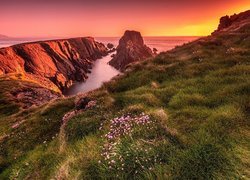 Zachód słońca nad przylądkiem Malin Head w Irlandii