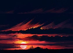 Zachód słońca w grafice paintograhy