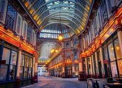 Zadaszona, Ulica, Domy, Sklepy, Leadenhall Market, Londyn, Anglia