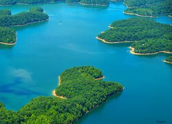 Jezioro, Laurel River Lake, Zadrzewione, Półwyspy, Kentucky, Stany Zjednoczone
