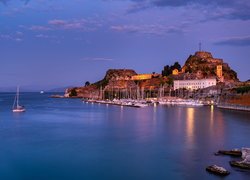 Stara Forteca Korfu, Skały, Żaglówki, Przystań, Morze, Korfu, Grecja