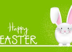 Zajączek i napis Happy Easter na zielonym tle w grafice