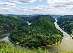 Zakole, Rzeka Saara, Drzewa, Mettlach, Niemcy