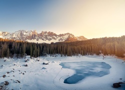 Góry, Zima, Zamarznięte, Jezioro