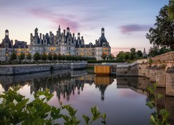 Francja, Chambord, Rzeka Cosson, Zamek, Chateau de Chambord, Most, Drzewa