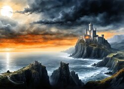 Zamek na skalistym brzegu morza