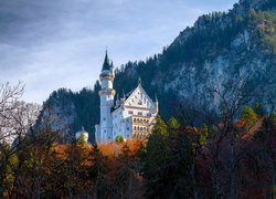 Zamek Neuschwanstein otoczony drzewami