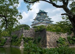Zamek Osaka, Brokatowy Zamek, Osaka-jo, Mur, Miasto Osaka, Japonia