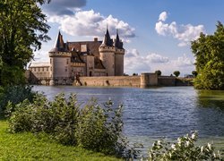 Francja, Burgundia, Sully Sur Loire, Zamek, Most, Jezioro, Park Jezioro