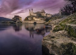 Zamek Aarburg, Rzeka Aare, Most, Aarburg, Kanton Argowia, Szwajcaria