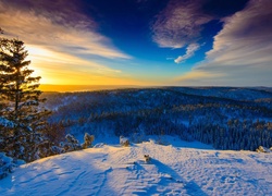 Zima, Wzgórza, Zachód słońca