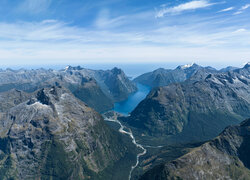 Góry, Skały, Fiord, Zatoka Milforda, Park Narodowy Fiordland, Nowa Zelandia