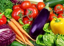 Warzywa, Pomidory, Bakłażan, Marchewki, Papryka