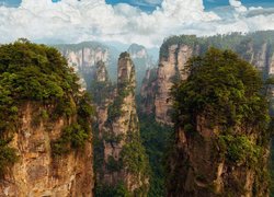 Chiny, Prowincja Hunan, Skały, Drzewa, Góry, Zhangjiajie National Forest Park