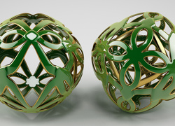 Zielono-złote obiekty w grafice 3D