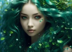 Zielonooka dziewczyna z zielonymi włosami
