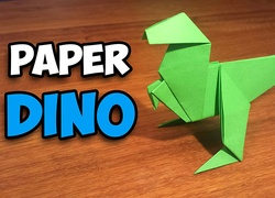 Zielony dinozaur w sztuce origami