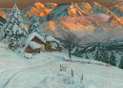 Zima w górach na obrazie Aloisa Arneggera