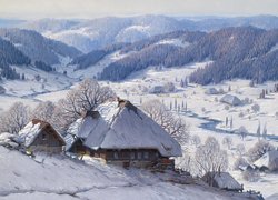 Zima w górach na obrazie niemieckiego malarza Karla Hauptmanna