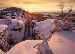 Zimowy krajobraz Parku Narodowego Czeskiej Szwajcarii