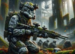Gra, Star Wars, The Battle of Endor, Żołnierze, Karabin, Ruiny