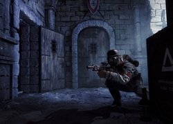 Żołnierz w scenie z gry Wolfenstein: The Old Blood