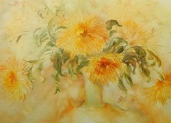Malarstwo, Obraz, Petrenko Svetlana, Żółte, Astry