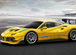 Żółte Ferrari Challenge 488 rocznik 2017 na torze