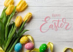 Tulipany, Kolorowe, Jajka, Wielkanoc
