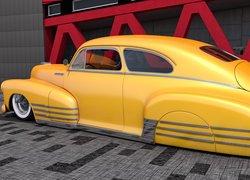 Żółty, Chevrolet Fleetline, 1948, Zabytkowy, 3D