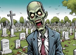 Zombie na cmentarzu w grafice