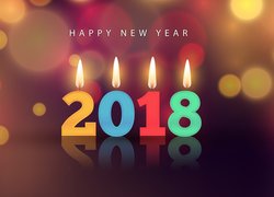 Życzenia na 2018 rok ze świecami w grafice