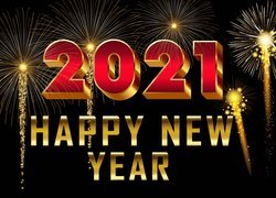 Życzenia noworoczne na rok 2021 i fajerwerki