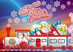 Życzenia świąteczne nad pociągiem z zabawkami w grafice